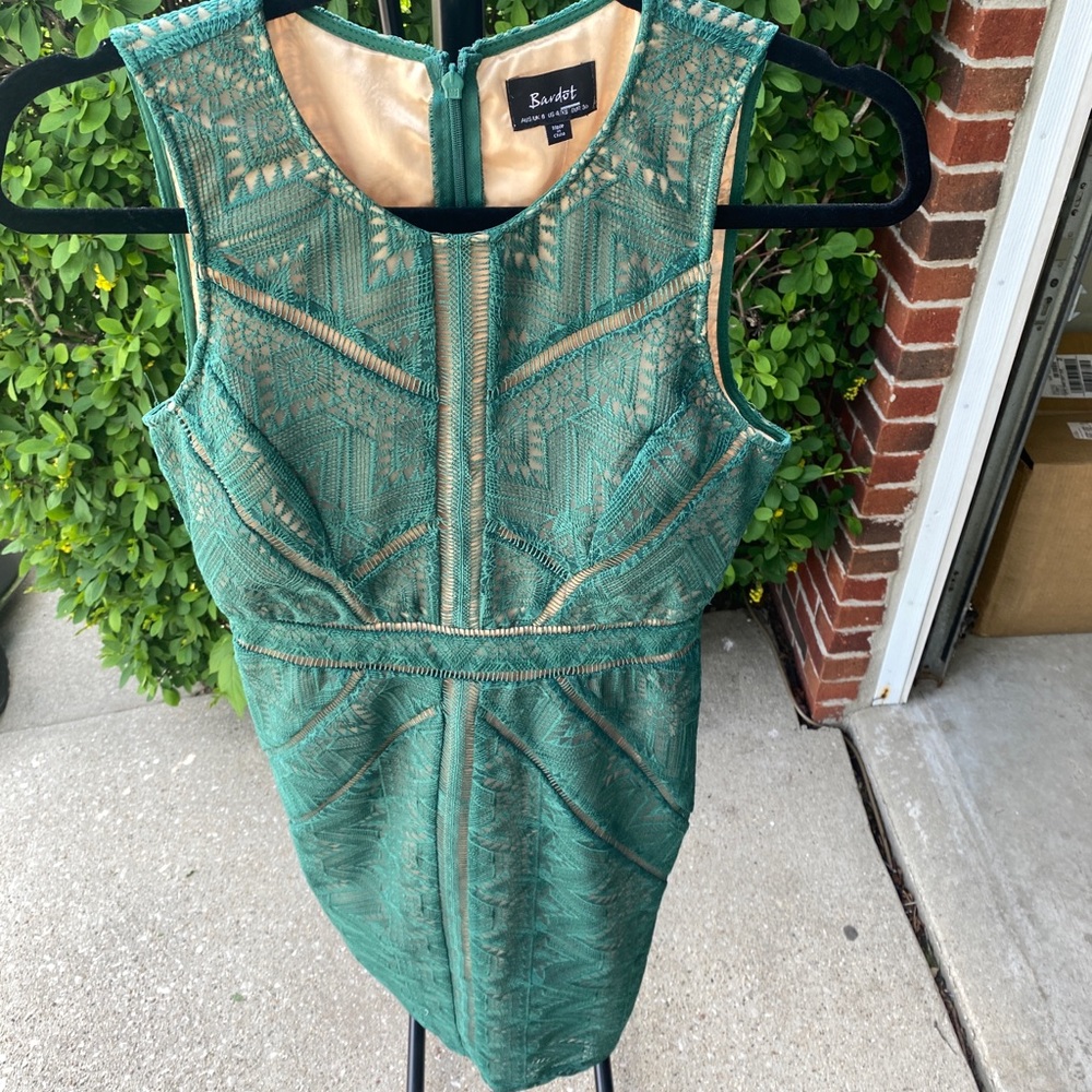 Bardot | Green Lace Sheath Dress